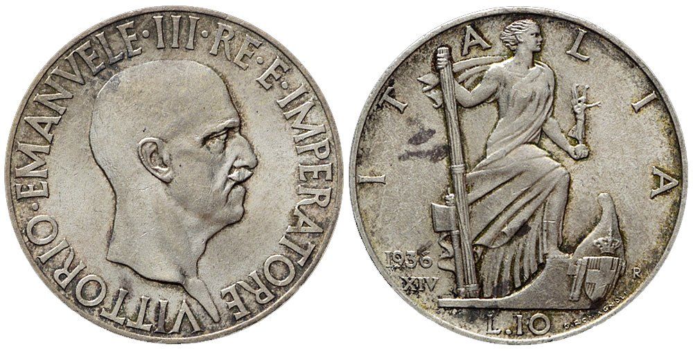 Tutti le monete: Italien, 10 Lire 1936 – Usato da Chiasso venduto da Novamarketing