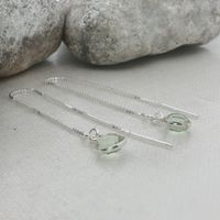 Kettenohrringe mit grünem Amethyste in Silber 925