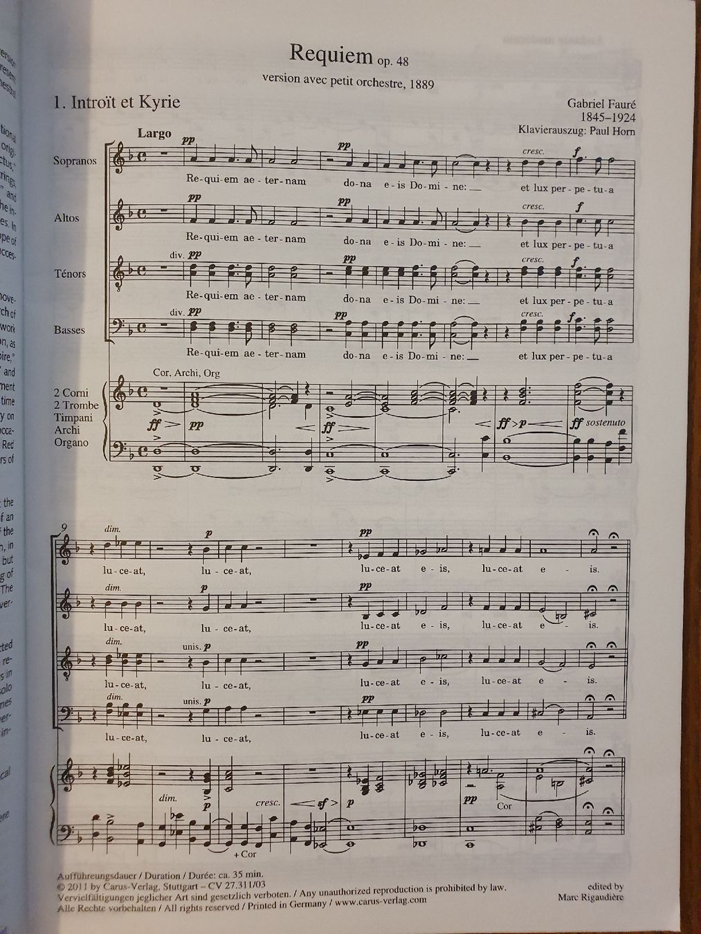Libri: Gabriel Fauré - Requiem op. 48 - Partitur, neu – Nuovo (secondo la descrizione) da Zürich venduto da Philotimo 3