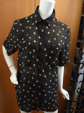 Chiffonbluse, Gr. 38, schwarz-beige %%