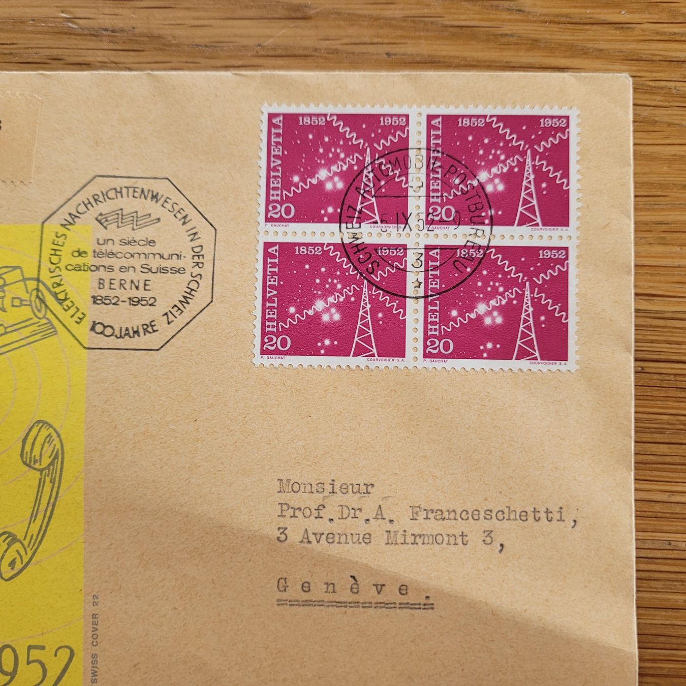 Tutti i francobolli: Dokument Berne Genève 1952 – Usato da Biel/Bienne venduto da Destockweb 1