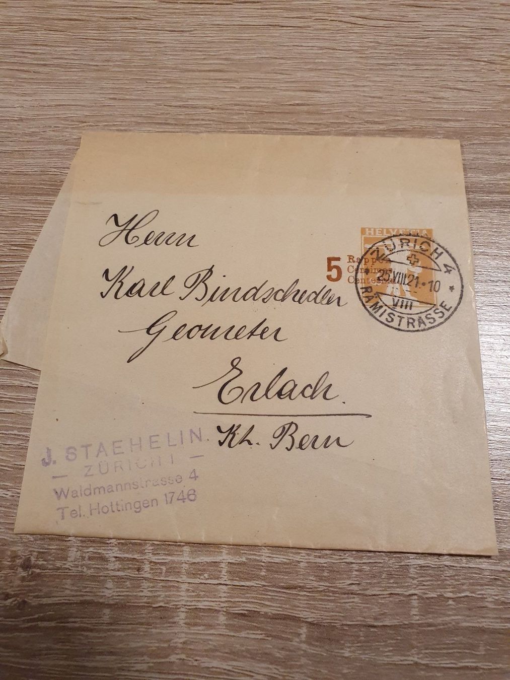 Tutti i francobolli: 5 rp Ganzsache J. Staehelin – Usato da Balgach venduto da SIMEON27