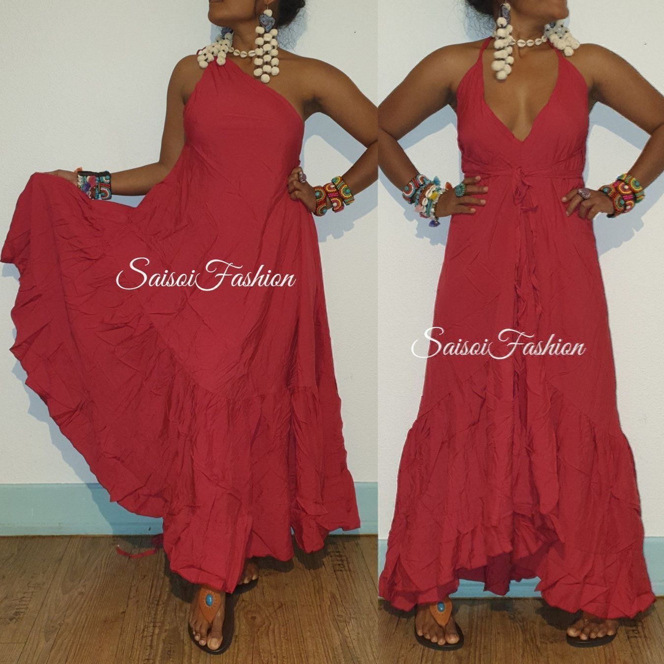 Vestiti: Sommer Boho  Strand rotes Maxikleid XS-L – Nuovo e nell'imballaggio originale da Ebmatingen venduto da SaisoiFashion 1
