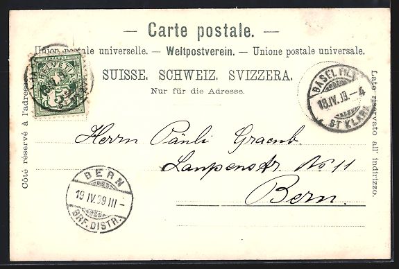 Cartoline postali: Mondschein-AK Basel, Pfalz mit Münster – Usato da Berlin venduto da bartko-reher 1
