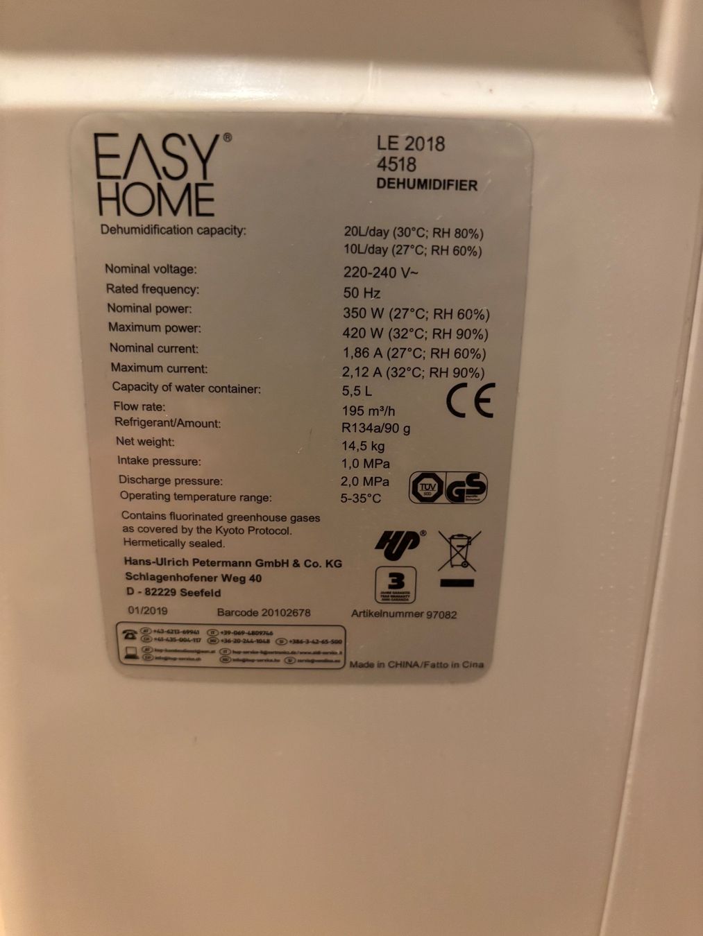 Deumidificatori: Easy Home Luftentfeuchter – Usato da Luterbach venduto da flugbeg 3