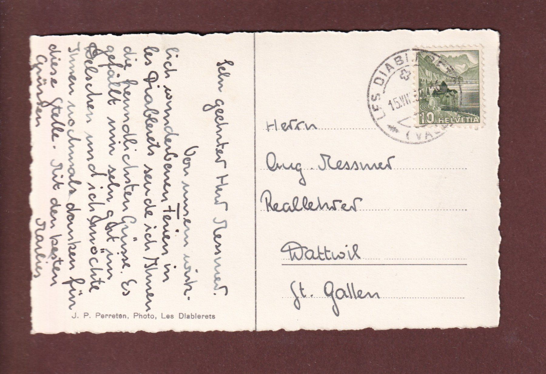 Cartoline postali: OLDENHORN et Scex-Rouge - 1950 – Usato da Pully venduto da nicecards 1