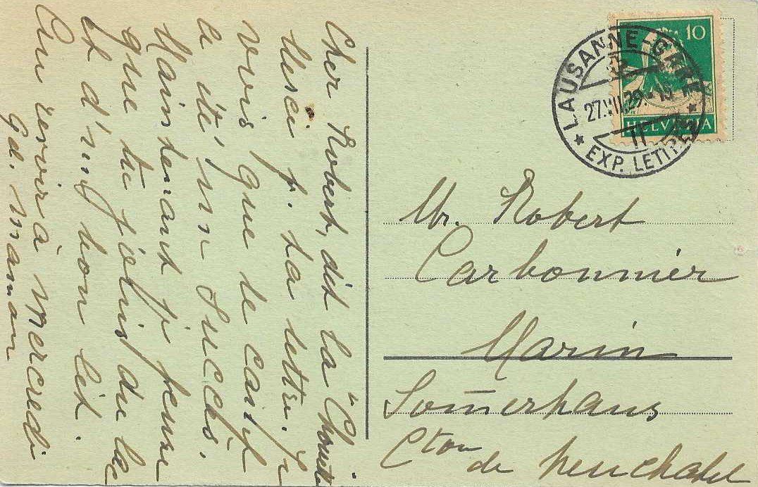 Ansichtskarten: AK ECHICHENS 1929 KIND KIRCHE – Gebraucht aus Schlossrued von Aronliam 1