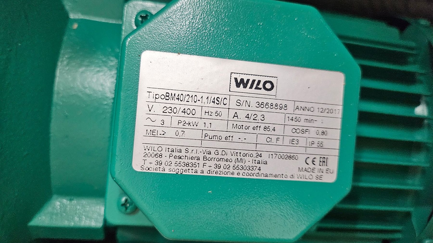 Wilo Riscaldamento: WILO Blockpumpe Typ BM40/210-1, 1/4-S/C – Nuovo e nell'imballaggio originale da Breitenbach venduto da Cycron_GmbH 2
