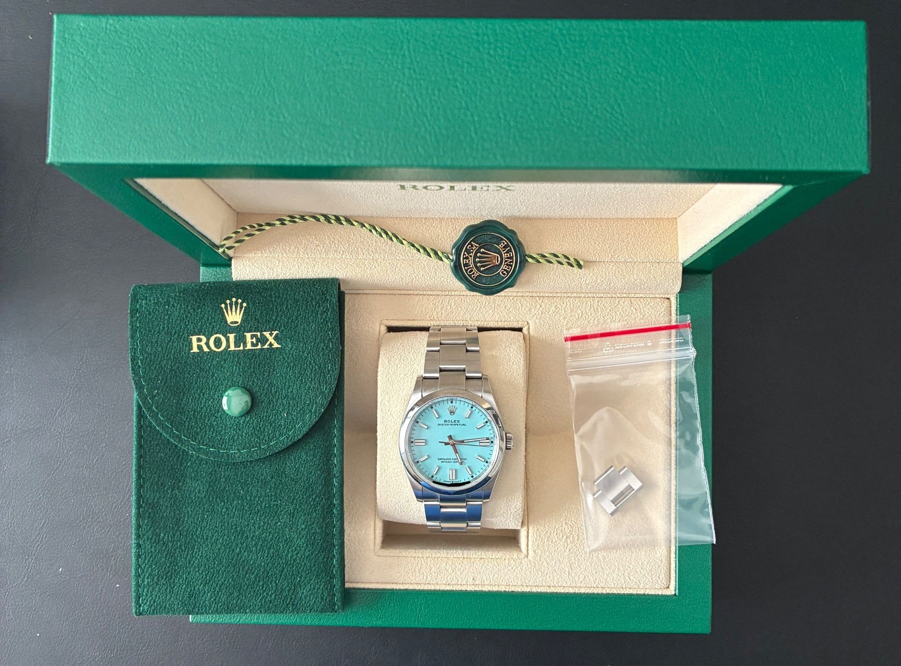 Rolex Orologi: Rolex Oyster Perpetual 36mm Tiffany-Dial – Usato da Liestal venduto da selgo