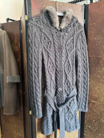 Alpaca-Wolle Strickjacke, small, mit Hoody