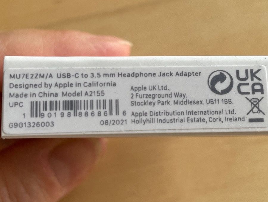 Adaptateur USB-C vers Jack 3.5 mm A2155