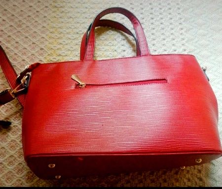 Sac à main cabas rouge élégant, simili cuir