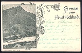 Litho Heustrichbad, Ortsansicht mit Flus