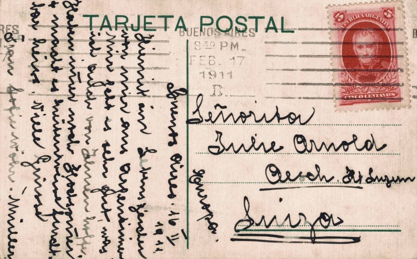 Cartoline postali: Antike Ansichtskarte Buenos Aires, Argentinien, 1911 – Usato da Luzern venduto da Kartenansicht 1