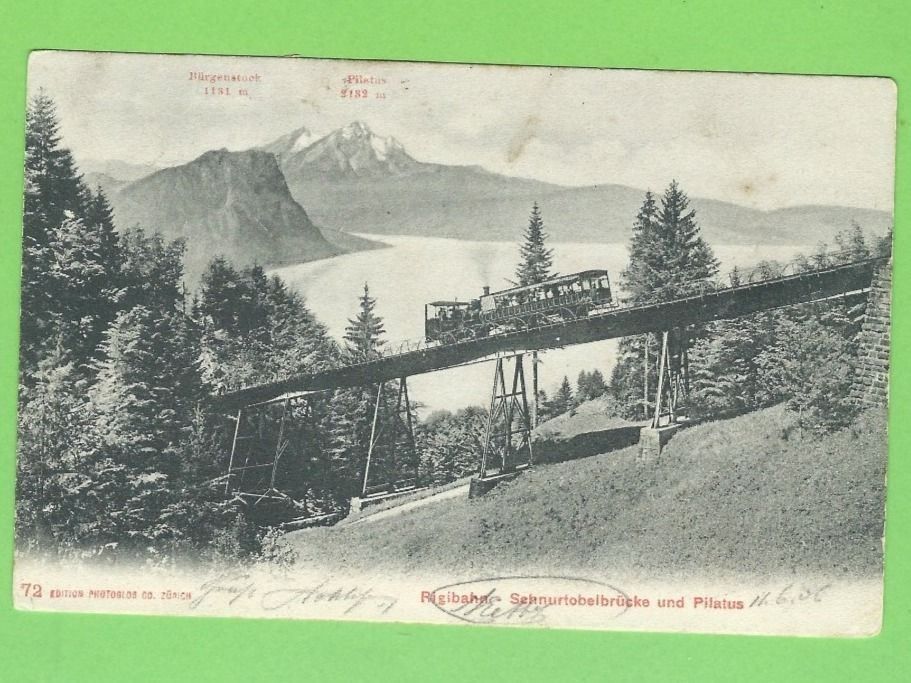 Cartoline postali: Rigibahn Schnurtobelbrücke und Pilatus – Usato da Zürich venduto da t24_de