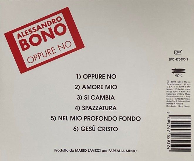 CD: Alessandro Bono – Oppure no – Usato da Grüningen venduto da azulverde 1