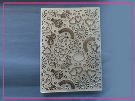Regenbogen / Herze usw - 17.8cm x 12.7cm Prägeschablone