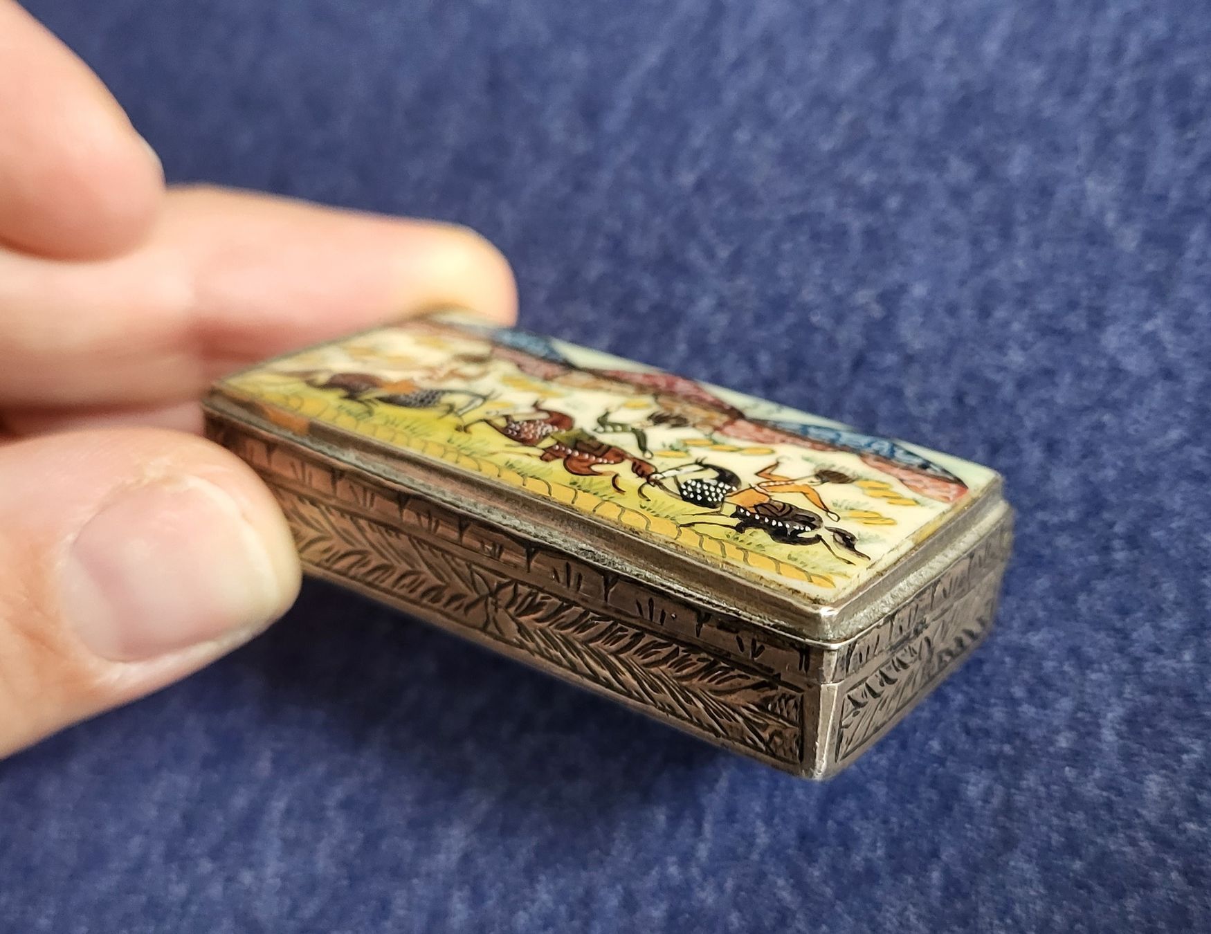 Zuckerdosen: Antike Silberdose 900 mit Emaille-Deckel – handbemalt – Gebraucht aus Brugg AG von Leona90 1