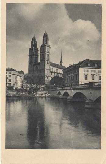Cartoline postali: Zürich Grossmünster, 1925 – Usato da Zuerich venduto da OceanLinerPostcards