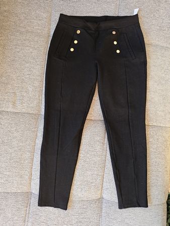 Zara Women's Black Gold Button Pants Elegant Chic L
