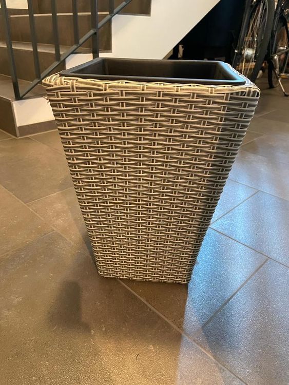 URBNLIVING Blumentopf Rattan-Design – Übertopf Für Innen & Außen – 20 X 20 Cm, Mocha – Aus Robustem Kunststoff