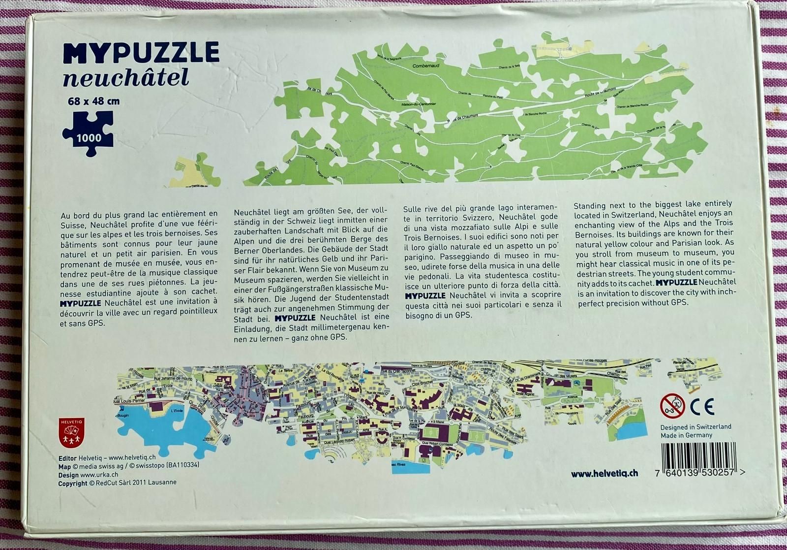 Puzzle: MYPUZZLE Neuchâtel Puzzle 1000 Teile – Usato da Krauchthal venduto da SamsPuce 1