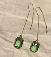 Boucles d’oreilles plaqué or et cabochon de verre vert clair