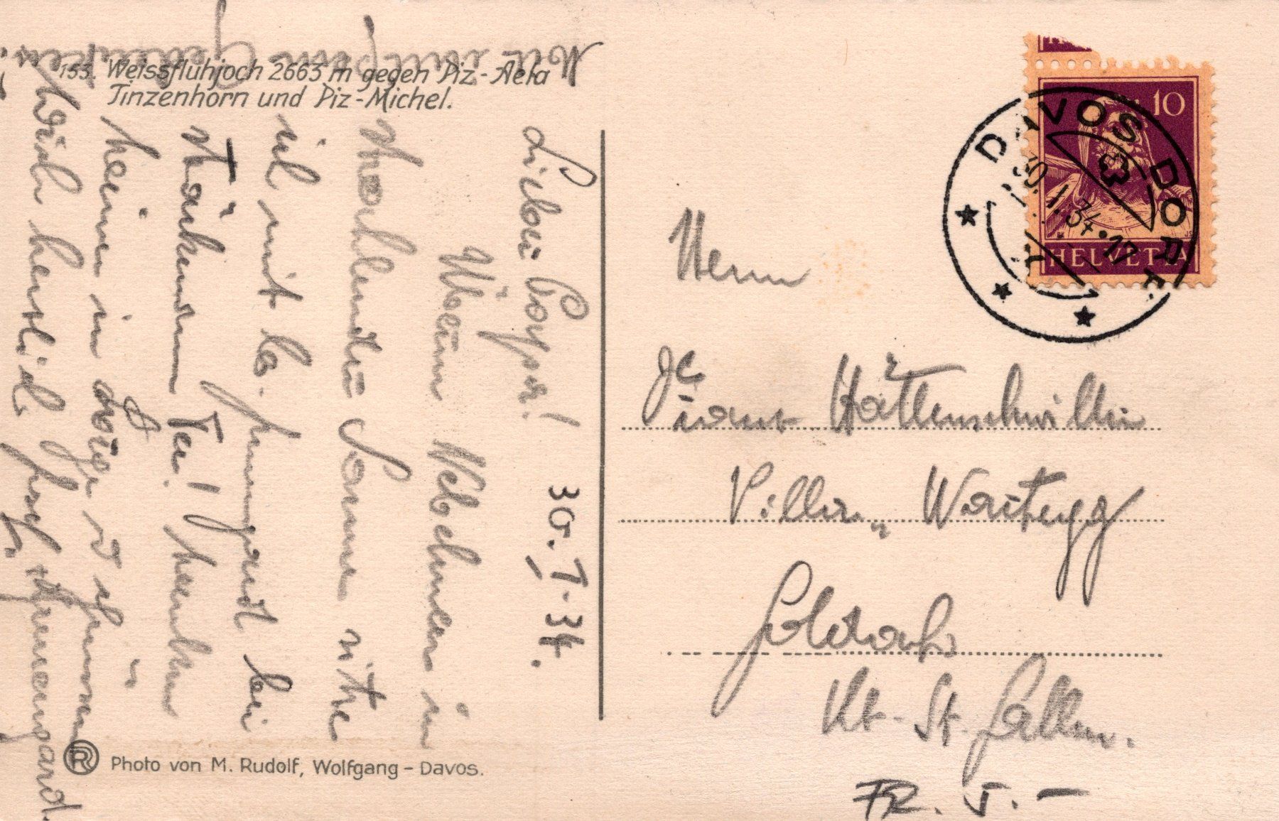Ansichtskarten: 0084 - Postkarte / Ansichtskarte - Davos Weissfluhjoch – Gebraucht aus Reinach BL von Boston-Verkauf 1