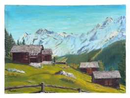 Muller - peinture à l'huile sur toile paysage de montagne
