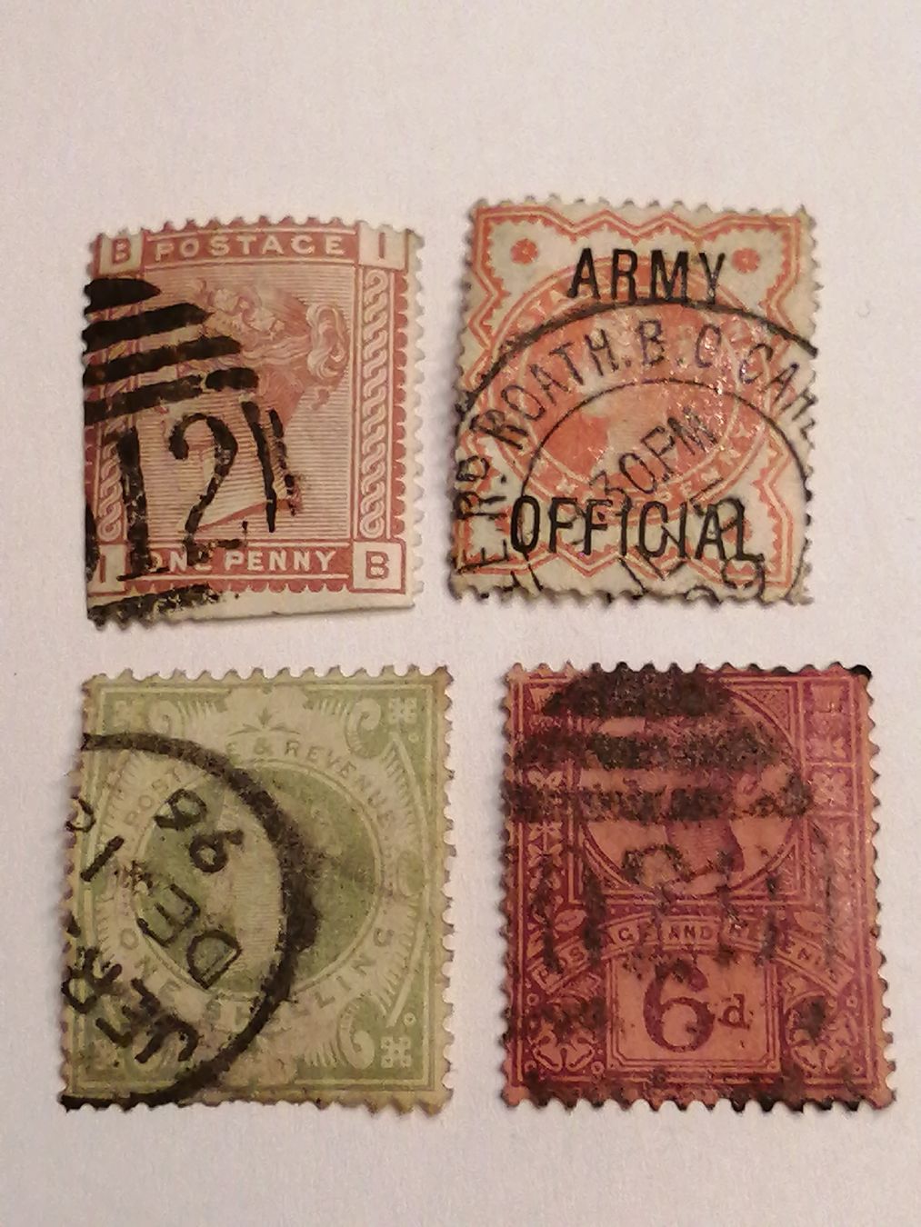 Alle Briefmarken: 4mal QV 1874 bis 1881  – Gebraucht aus Happerswil von tschergi