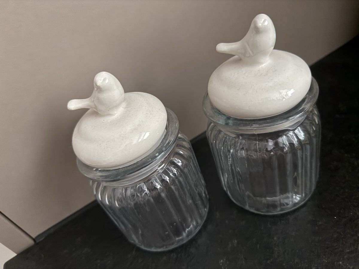 Gläser: 2 Glasdosen mit Vogel Deckel Set klein – Neu (gemäss Beschreibung) aus Strengelbach von schnaeusel 1