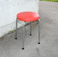 Vintage TABOURETTLI Hocker ROT leicht gepolstert