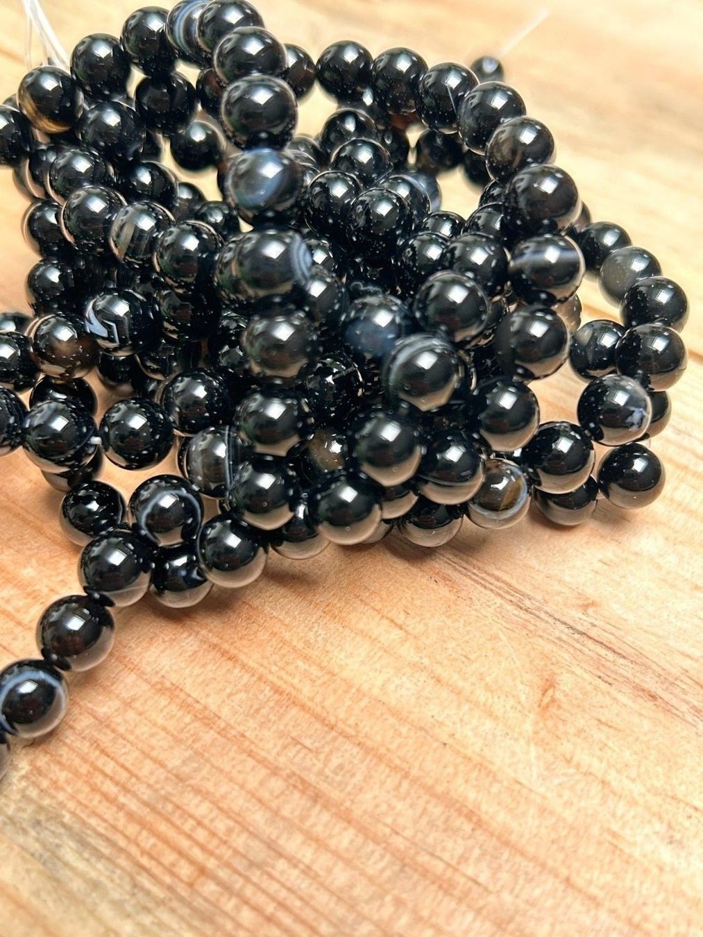 Minerali & Pietre curative: Strang echte black Agate Kugeln / stone beads 8 mm – Nuovo (secondo la descrizione) da Niederrohrdorf venduto da Ytobi 2