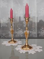 Gepflegte Marmor - Messing *Kerzenständer* im Paar (Pendant)