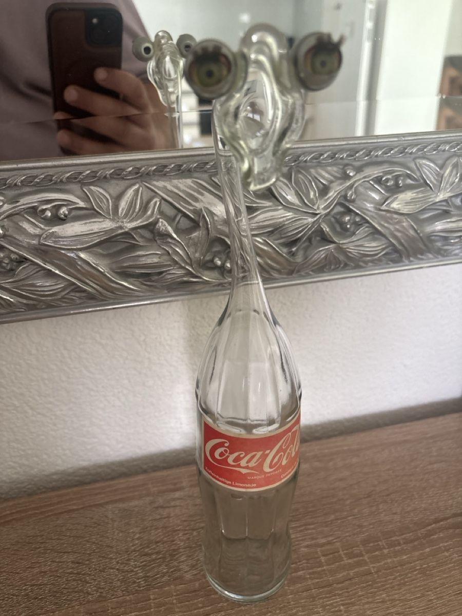 Coca-Cola Apparecchiature e tecnologia a gas: Coca Cola Flasche mit Glasfigur Neuware 40 Zeichen – Usato da rheineck venduto da Neshi06 4
