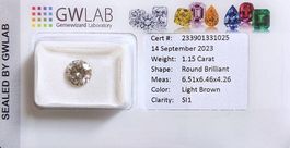 Diamant Naturel 1.15ct - Light Brown - Certifié GW Labs