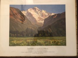 Alter Vintage Druck "Interlaken mit Jungfrau" H.Vontobel
