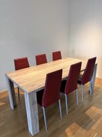 Esstisch mit 6 Stühlen Kunstleder rot gebraucht