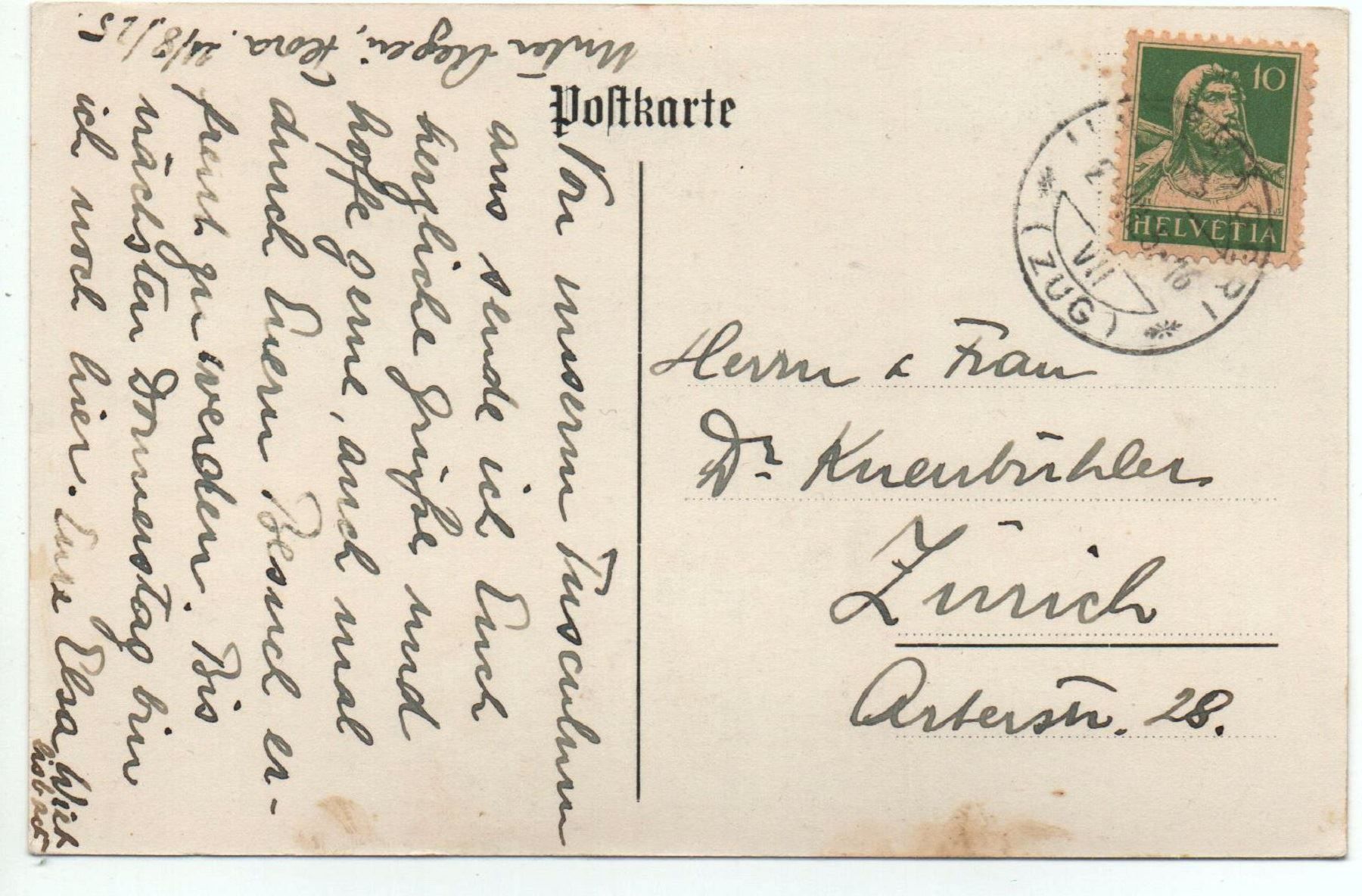 Cartoline postali: Litho UNTERÄGERI An der Lorze 1925 – Usato da Jona venduto da philajona 1