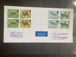 Falklandinseln 1984 R-Brief 3 Insekten Schmetterlinge Paare