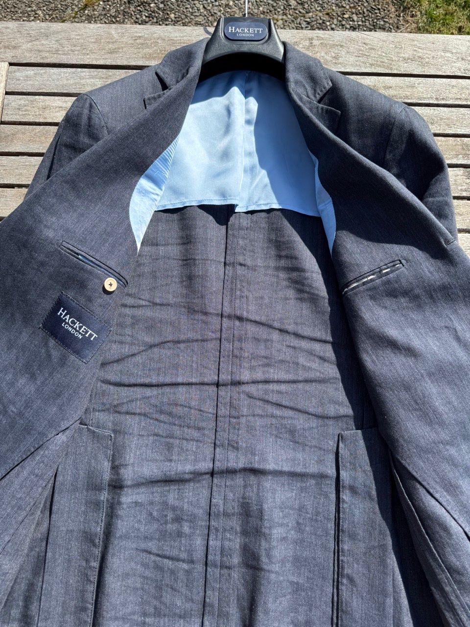 Hackett Giacche: Hackett Jacket / Sakko, Leinen & Baumwolle, grau-blau – Usato da Schlieren venduto da Timsonsan 3