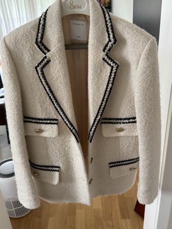 Sandro Blazer Tweed Weiss Schwarz Grösse 38 Zustand neu
