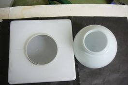 Ersatz Lampengläser eckig 22x22x9cm rund Kugelglas