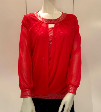Ravissante blouse de soirée rouge 40