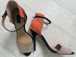 Zara High Heels Orange Colour Block Gr. 37