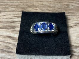 Blauer Saphir Ring 💎✨ Silber Massiv 98 %  vergoldet RB241