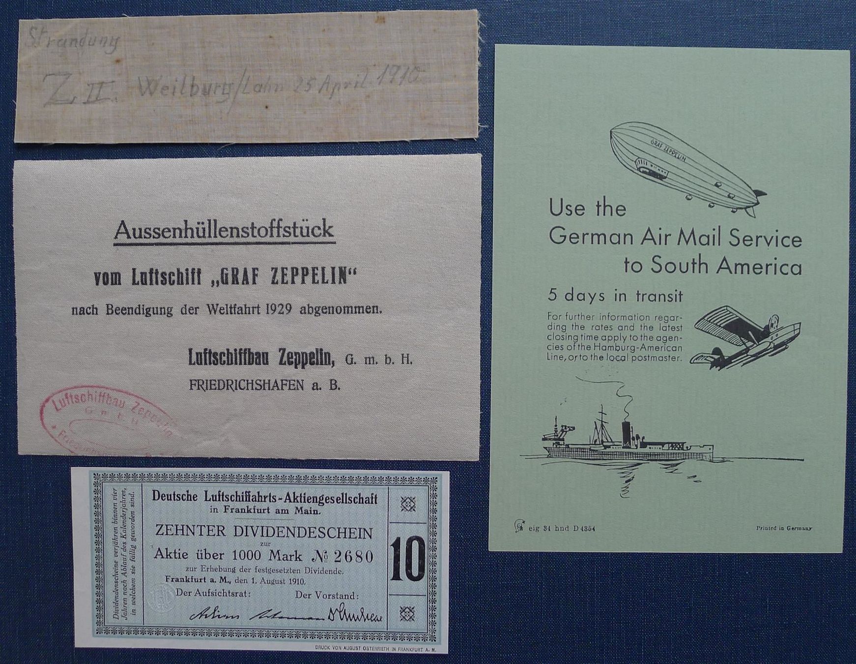 Tutti i francobolli: Originales Stück Zeppelin Aussenhülle !! – Usato da Ebikon venduto da SilvioFreund