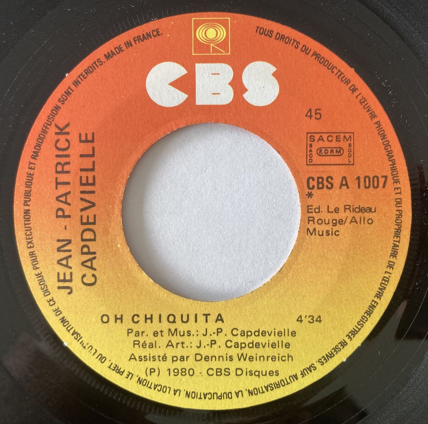 Dischi in vinile: JEAN-PATRICK CAPDEVIELLE - OH CHIQUITA – Usato da Bottens venduto da hotter-than-hell 2