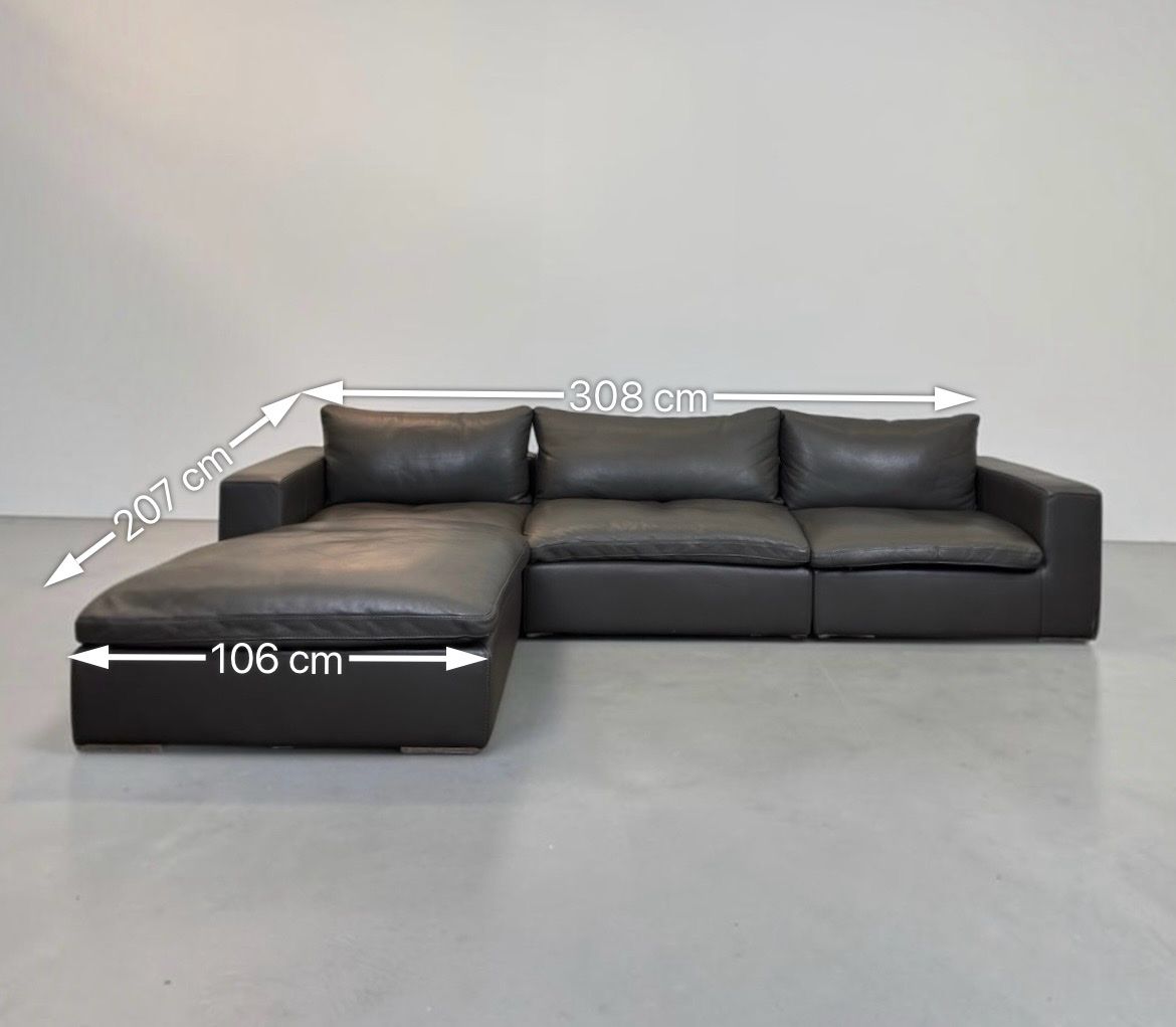 Sofas: FLY Modulares Ecksofa, Schwarz Nubukleder – Gebraucht aus Bachenbülach von Sofalab.swiss 9
