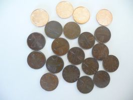 Schweizer Münzen  1949 - 1973  /  20x 1 Rappen